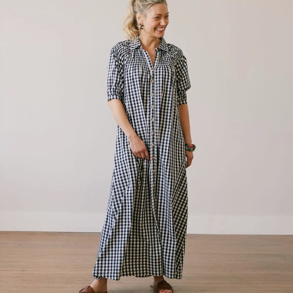 Sunshine Tienda Gingham Checkered Maxi Dress NWT - Picture 3 of 4